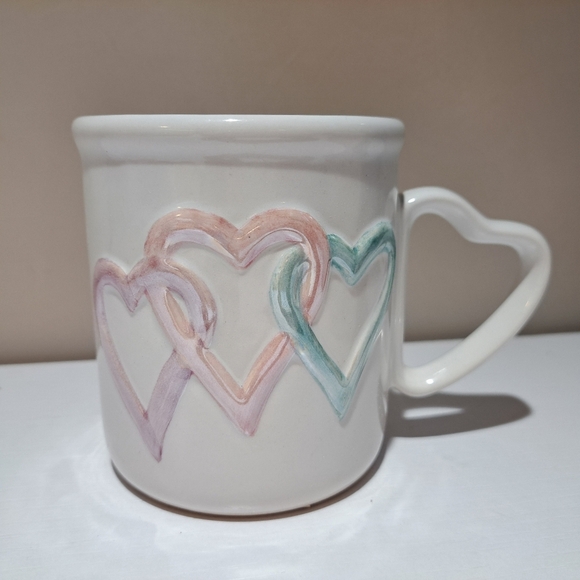 Mary Kay | White colorful hearts ceramic coffee mug new in box - Picture 2 of 9
